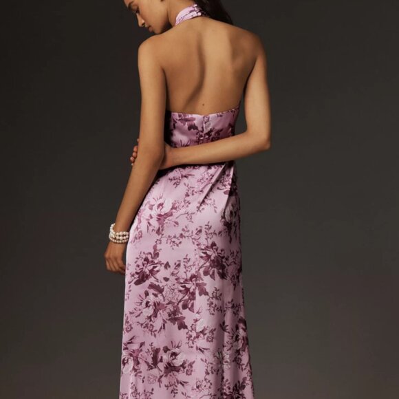 Anthropologie BHLDN Ruby Twist Halter Satin Gown - Picture 3 of 6